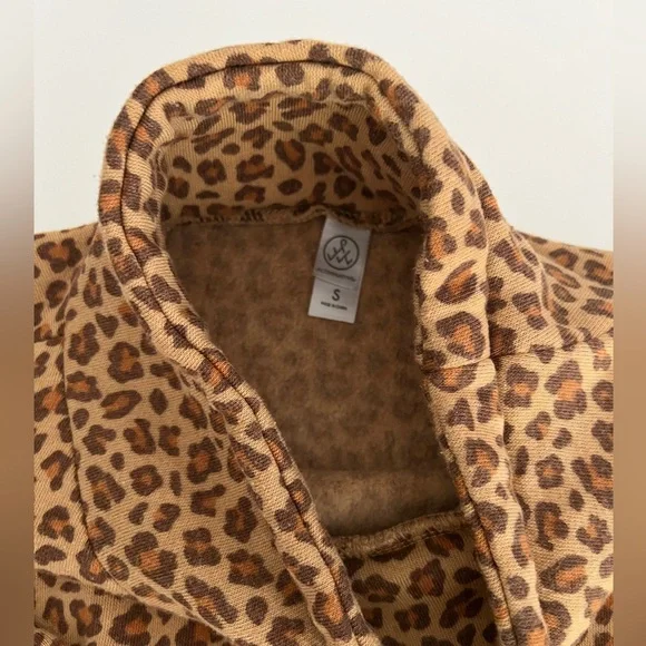 ALTERNATIVE APPAREL MINI LEOPARD ECO FLEECE FUNNEL NECK DRAWSTRING SWEATSHIRT S - Picture 8 of 10